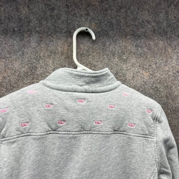 Vineyard Vines Sweater Women Large Gray Quarter Zip Fleece Whale Pullover Shep - Picture 11 of 12